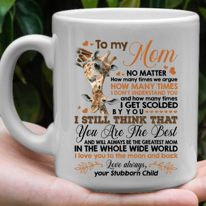 Personalized Coffee Mug For Mom Gifts for Mom from Daughter Print Cute Giraffe Family Customized Mug Gifts For Mothers Day 11Oz 15Oz Ceramic Coffee Mug