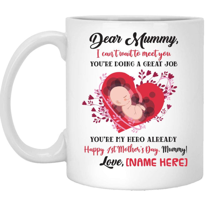 Personalized To Mom Coffee Mug Happy First Mothers Day Gifts New Mom Mug Ideas Gifts New Mom Mothers Day Funny Pregnant Mom Mug Customized Mug Gifts For Mothers Day 11Oz 15Oz Ceramic Coffee Mug