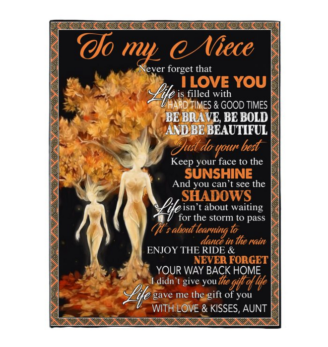 Personalized To My Niece From Aunt Fleece Sherpa Blanket I Love You Brave Bold Beautiful Fairy Tales Tree Human Printed