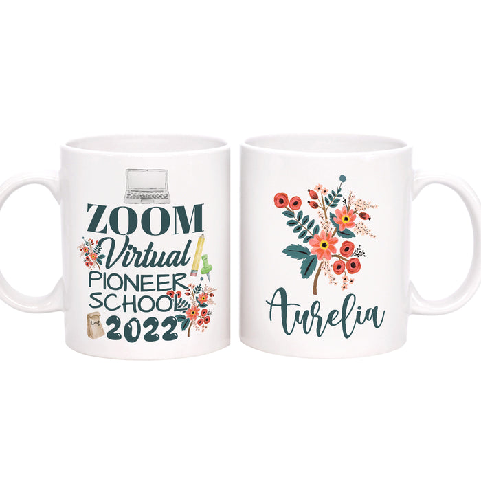 Personalized Back To School Mug Pioneer School Zoom Edition Laptop Print Custom Name 11 15oz Ceramic Coffee Cup