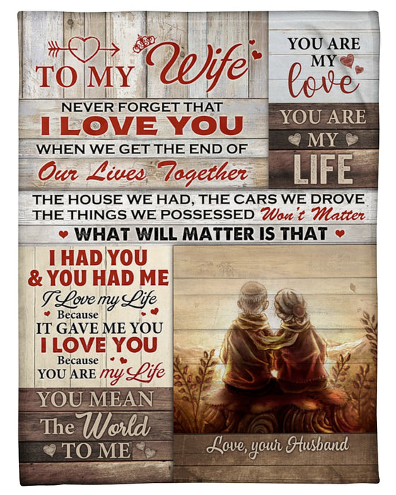 Personalized Blanket To My Wife From Husband Never Forget That Old Couple Printed Wooden Background Custom Name