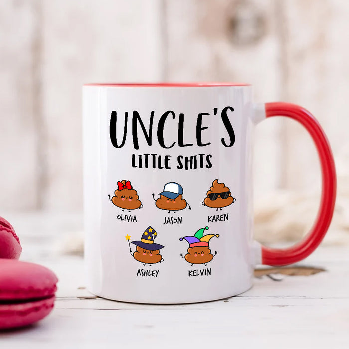 Personalized Coffee Mug For Uncle From Niece Nephew Note Background Uncle's Little Shits Custom Name Fathers Day Gifts