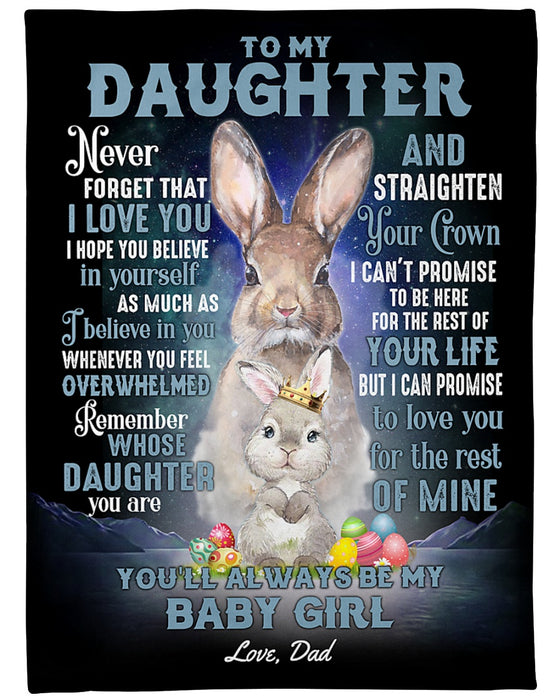 Personalized Blanket To My Daughter From Dad I Love You Old & Baby Bunny Print Galaxy Background Custom Name