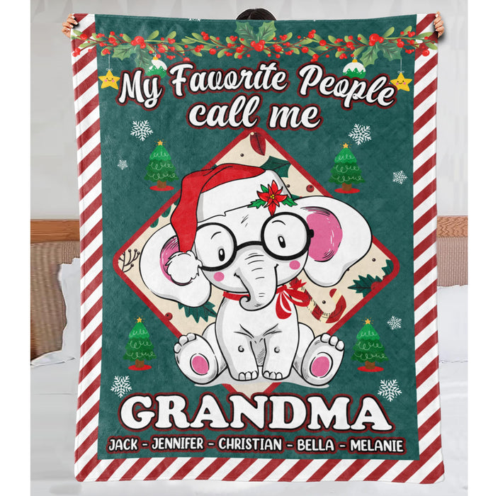 Personalized To My Grandma Blanket From Grandkids My Favorite People Call Me Pink Elephant Custom Name Christmas Gifts