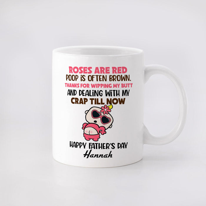 Personalized Ceramic Coffee Mug For Dad Thanks For Dealing With My Crap Funny Baby Custom Kids Name 11 15oz Cup