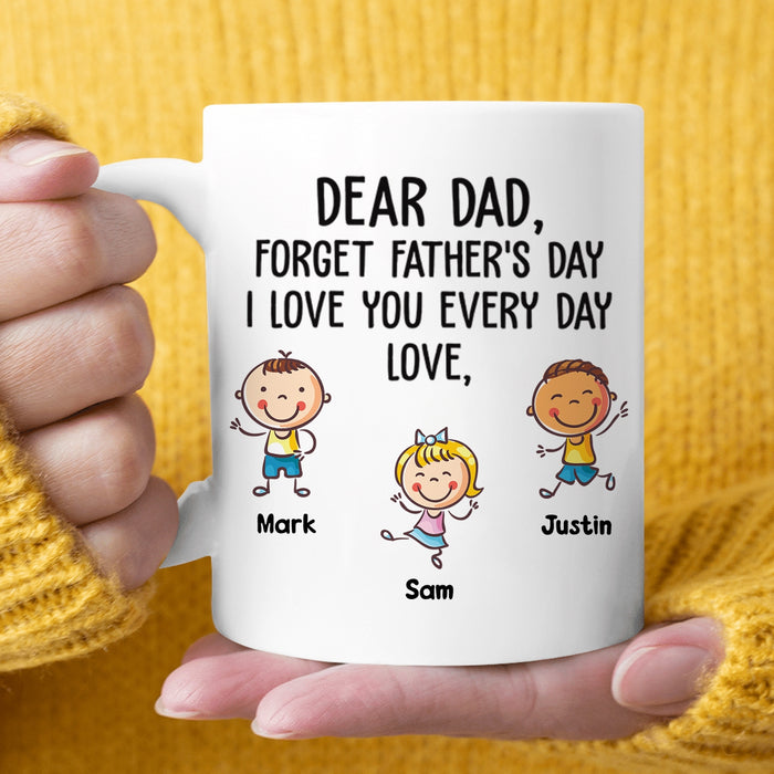 Personalized Coffee Mug For Dad From Children Love You Every Day Funny Baby Icon Custom Kids Name 11 15oz Ceramic Cup