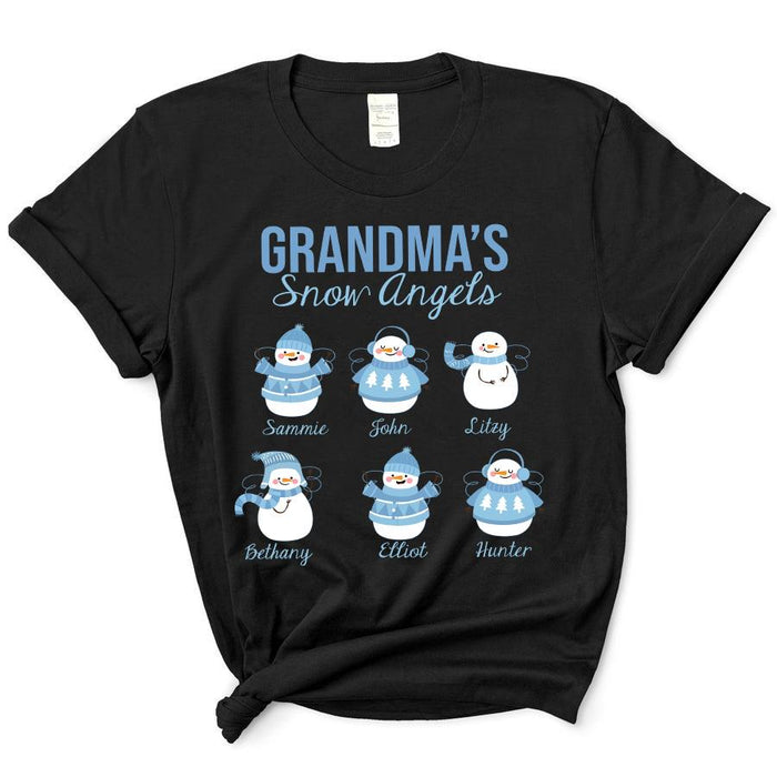 Personalized T-Shirt Sweatshirt Grandma's Now Angles Cute Snowman Printed Customized Grandkids Name