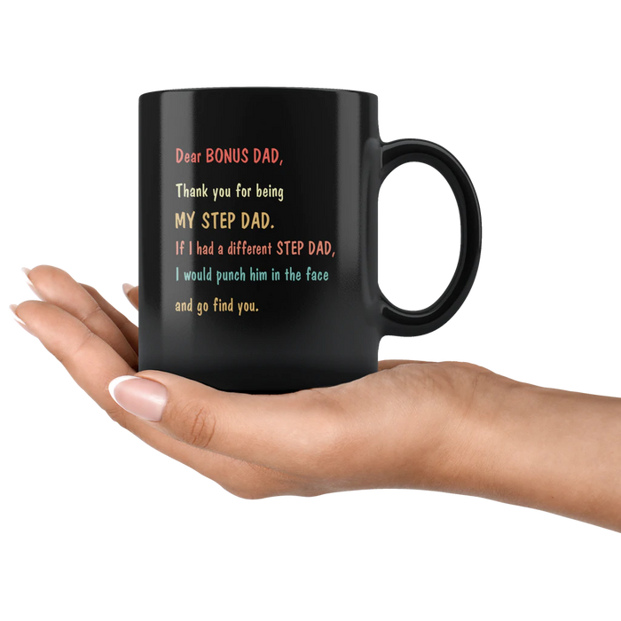 Personalized Ceramic Coffee Mug For Bonus Dad I Would Punch Him Into Custom Kids Name 11 15oz Father's Day Cup