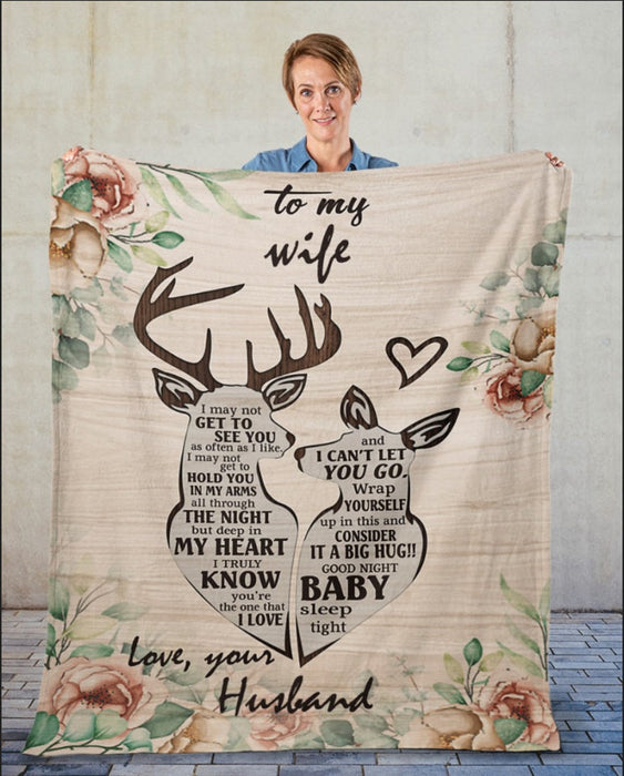 Personalized Valentine Blanket To My Wife You Are The One That I Love Floral Deer Hunting Couple Blanket Custom Name