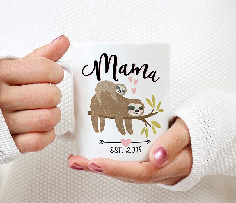 Personalized To Grandma Coffee Mug Gifts For Grandma From Grandkids Mug Print Funny Sloth Family Customized Mug Gifts For Mothers Day, Birthday Mug