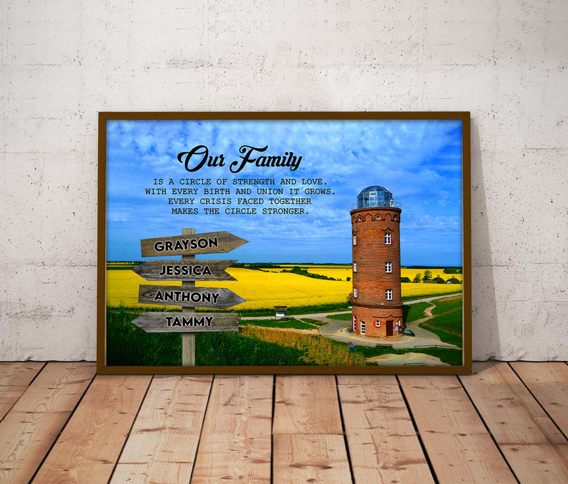 Personalized Multi Name Premium Canvas Poster Our Family Is A Circle Of Strength And Love