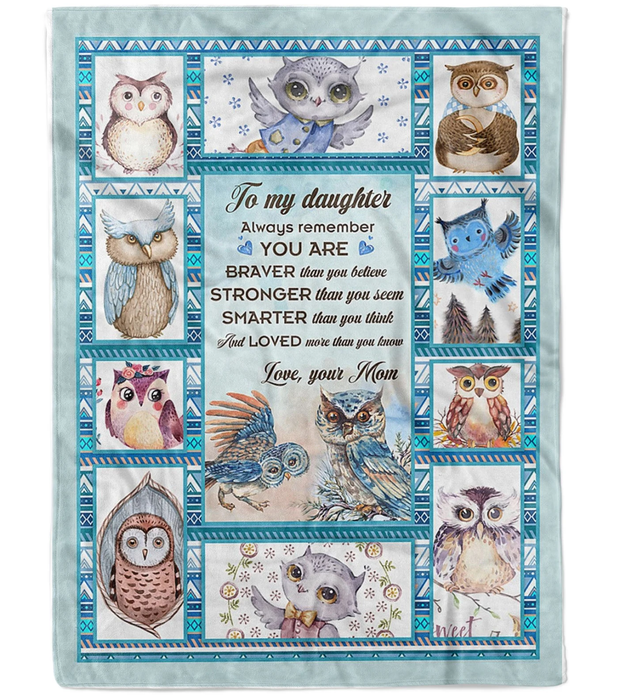 Personalized Fleece Blanket To My Daughter Print Novelty Cute Owls Family Customized Blanket Gifts for Birthday Graduation