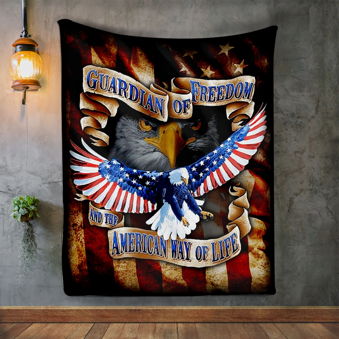 Fleece Blanket Veteran Day Guardian Of Freedom And The American Way Of Life Print Eagle