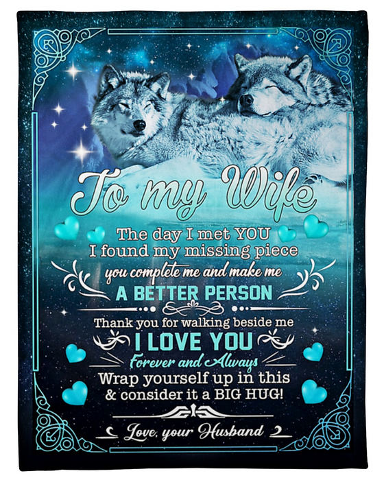 Personalized Blanket For Wife Print Wolf Family Love Quote For Wife Customized Blanket Gifts For Anniversary