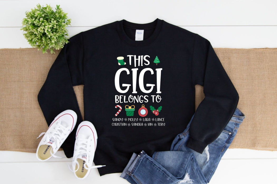 Personalized T-Shirt Sweatshirt Hoodie For Grandma This Gigi Belongs To Grandkids Name Candle Box Printed