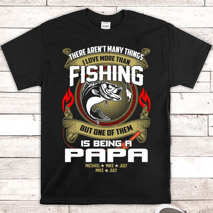Personalized T-Shirt For Fishing Lovers To My Grandpa Vintage Design Fish Print Custom Name Father's Day Shirt