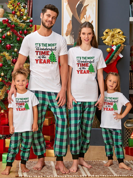 Christmas Matching Shirt For Family It's The Most Wonderful Time Of The Year T-Shirt Print Tree & Lights Plaid Design