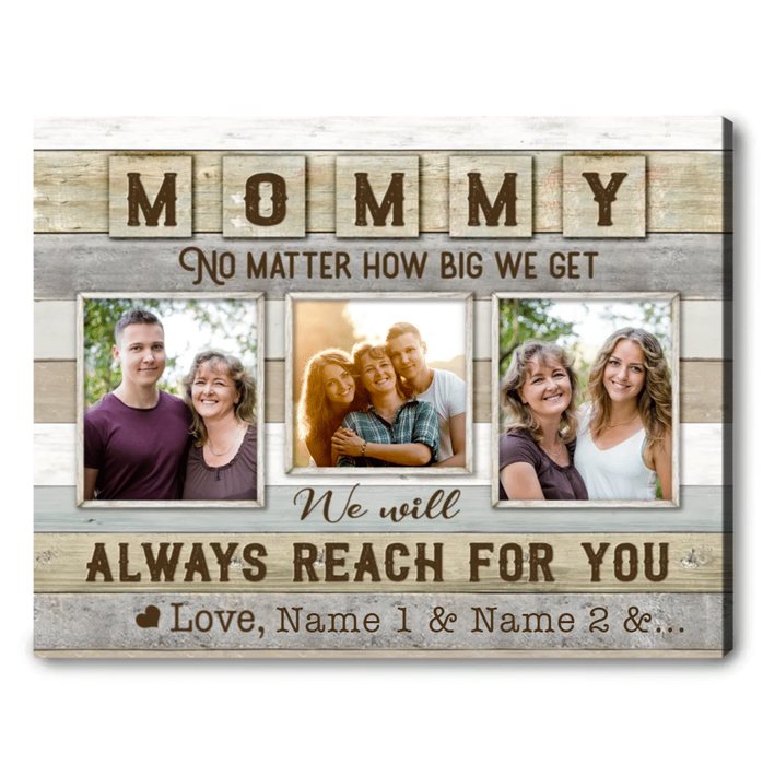 Personalized Canvas Wall Art For Mom From Kids Mommy No Matter How Big We Get Custom Name & Photo Poster Home Decor