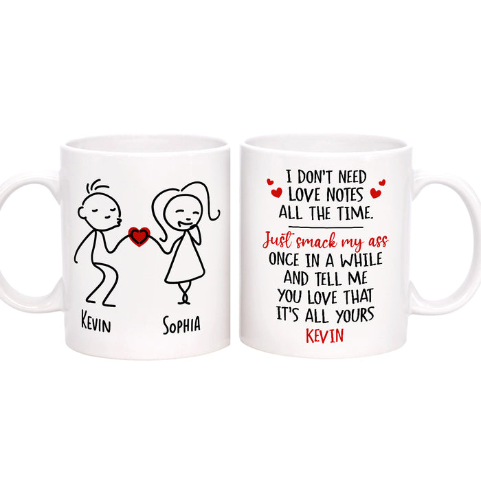 Personalized Romantic Mug For Couple Need Love Notes Funny Couple Print Custom Name 11 15oz Ceramic Coffee Cup
