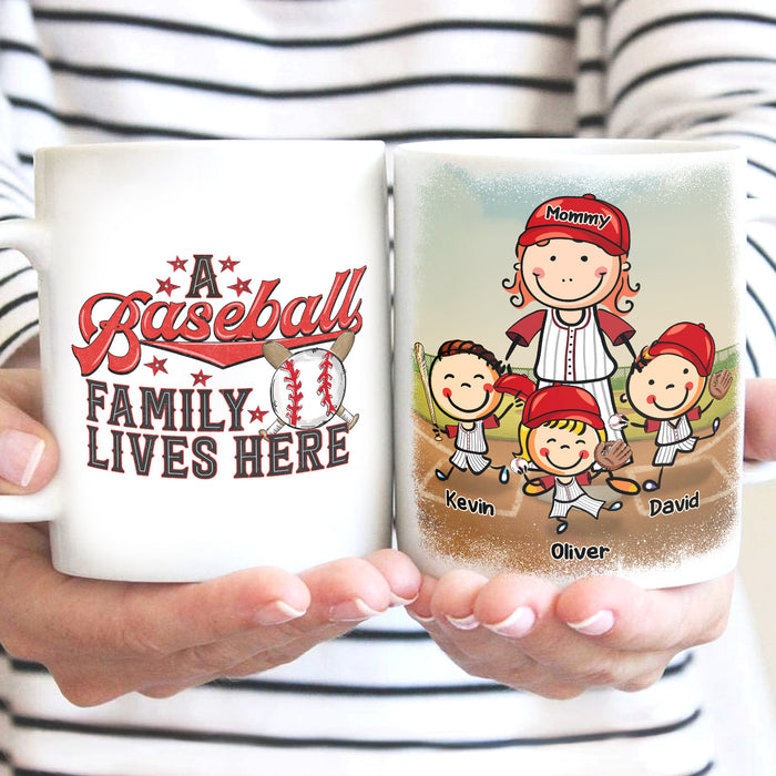 Personalized Ceramic Coffee Mug For Baseball Lovers To Mom A Baseball Family Cute Kid Print Custom Name 11 15oz Cup