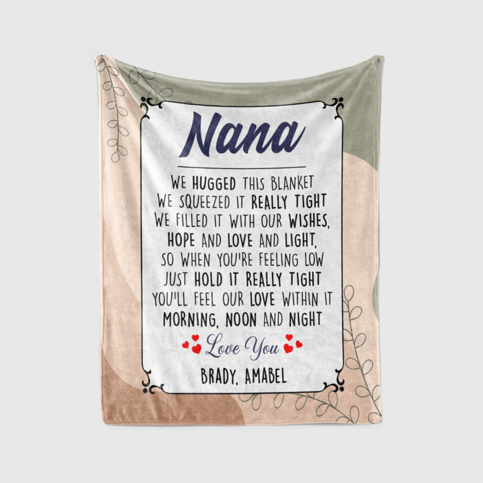 Personalized To My Grandma Blanket From Grandkids Nana We Hugged This Blanket Custom Name Gifts For Christmas