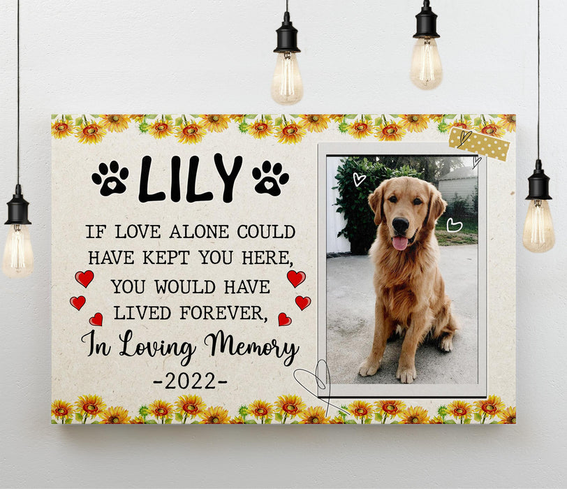 Personalized Memorial Canvas Wall Art For Loss Of Cat Dog Sunflower Paws Print In Loving Memory Custom Name & Photo