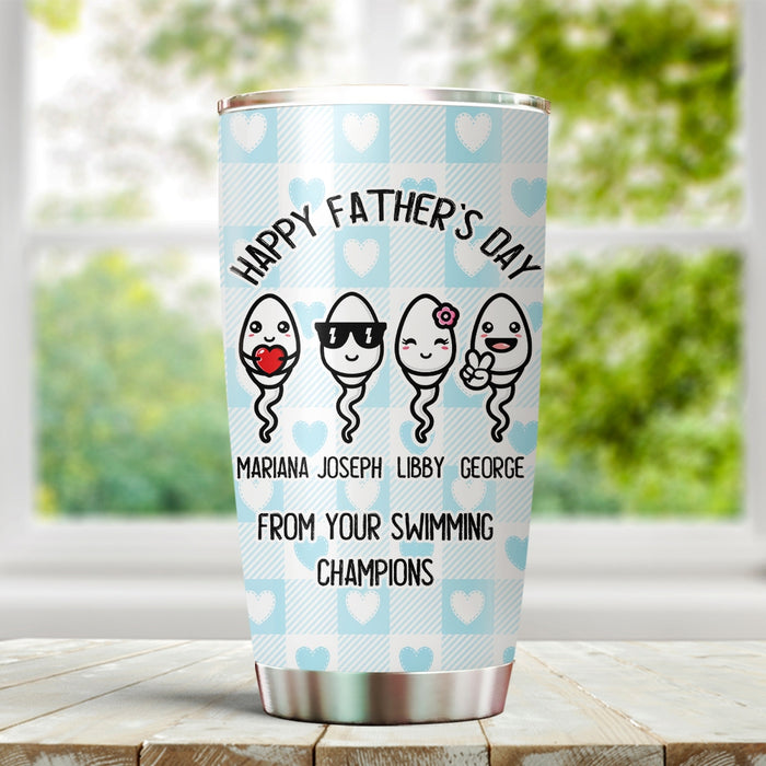 Personalized To My Dad Tumbler From Son Daughter Novelty From Swimming Sperms Custom Name 20oz Travel Cup Birthday Gifts