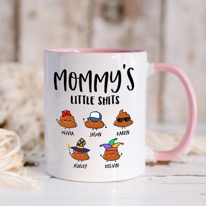 Personalized Coffee Mug For Mom From Kids Note Background Mommy's Little Shits Custom Name Cup Gifts For Mothers Day