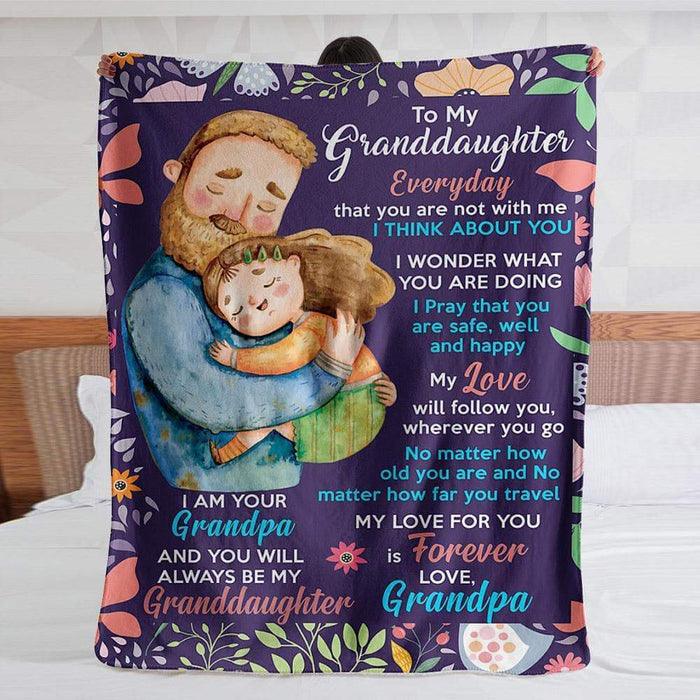 Personalized Purple Blanket To My Granddaughter From Grandpa Hugging Kid Print My Love For You Is Forever Customized