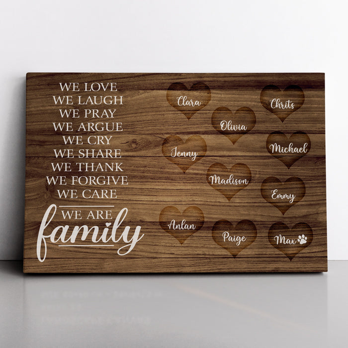 Personalized Canvas Wall Art Gifts For Family We Love Laugh Pray Cry Share Heart Custom Name Poster Prints Wall Decor
