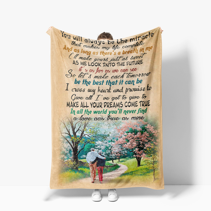 Growing Old Together Blanket For Couple I Cross My Heart Old Couple In Spring Blanket For Valentine Custom Name