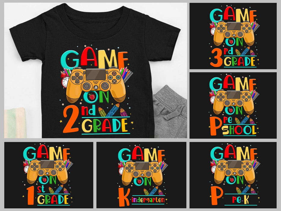 Personalized T-Shirt For Gaming Lover Kids Game On 2nd Grade Video Game Printed Custom Grade Level Back To School Outfit