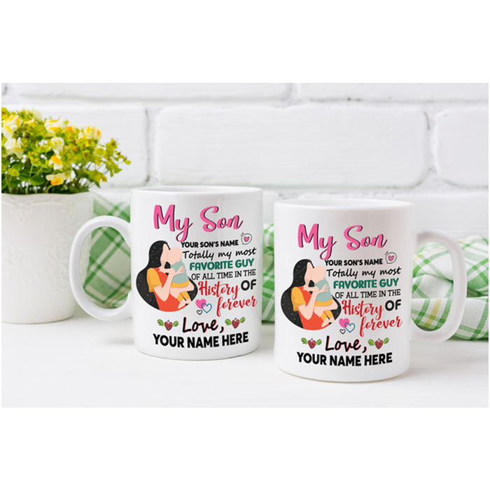 Personalized Coffee Mug For Son Gifts For Son from Mom Print Sweet Son And Mom Customized Mug Gifts For Birthday, Mothers Day 11Oz 15Oz Ceramic Coffee Mug