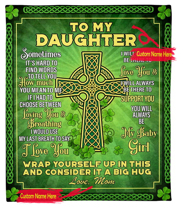 Personalized Fleece Blanket For Daughter Happy St Patrick's Day Gifts Irish Clover Customized Blanket Gift For Graduation Birthday
