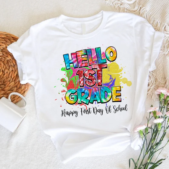 Personalized T-Shirt For Kids First Day Of School Tie Dye Design Custom Grade Level Back To School Outfit