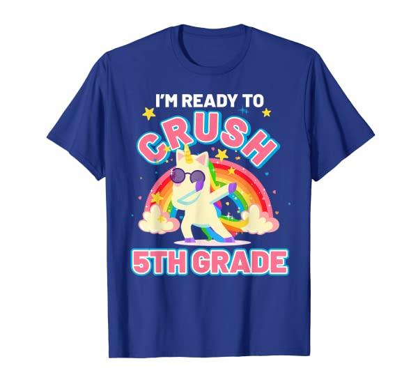Personalized T-Shirt For Kids Ready To Crush Rainbow & Unicorn Design Custom Grade Level Back To School Outfit