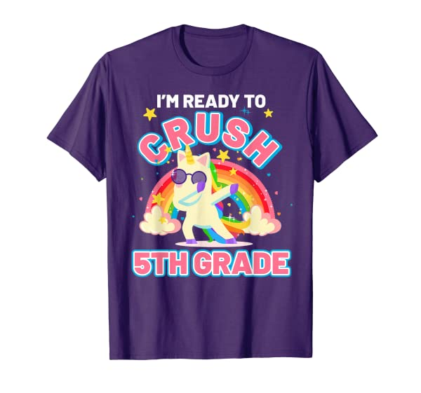 Personalized T-Shirt For Kids Ready To Crush Rainbow & Unicorn Design Custom Grade Level Back To School Outfit