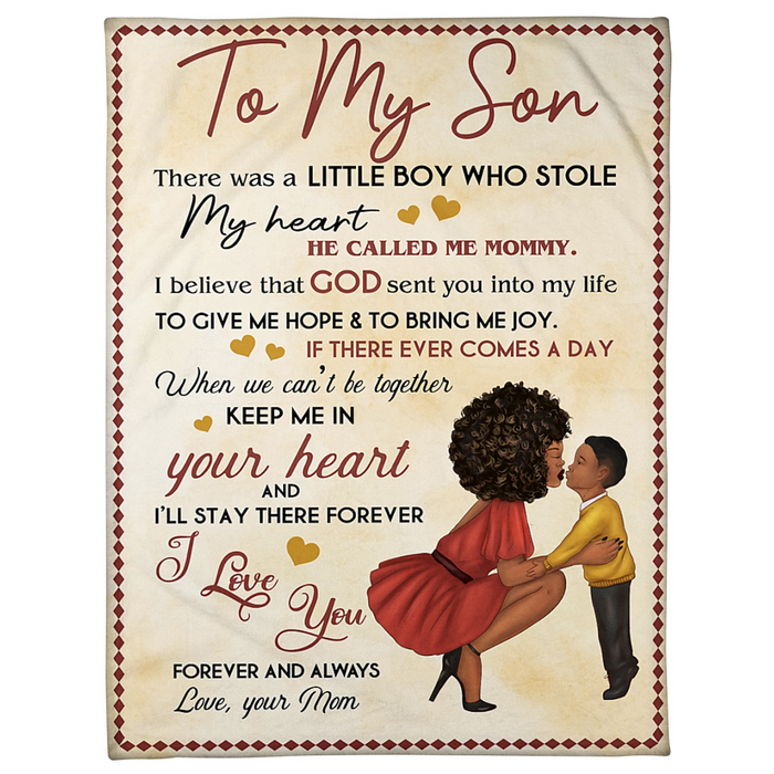 Personalized Fleece Blanket For Son Print Mom And Son Cute Love Quotes For Son Customized Blanket Gift For Birthday Graduation