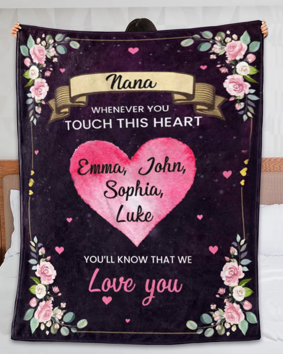 Personalized Nana Blanket For Grandma On Mothers Day We Love You Flower Blanket Custom Title & Grandkids Name