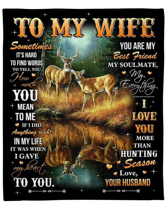 Personalized Blanket For Wife With Love Quote For Wife Print Couple Deer Customized Blanket Gifts For Anniversary