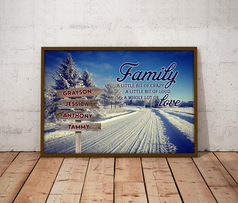 Personalized Family Name Street Poster Canvas Print Snow Road Multi Family Names Family A Whole Lot Of Love