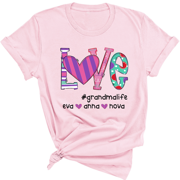 Personalized Shirt For Grandma Love Custom Kids Name Gifts For Thanksgiving