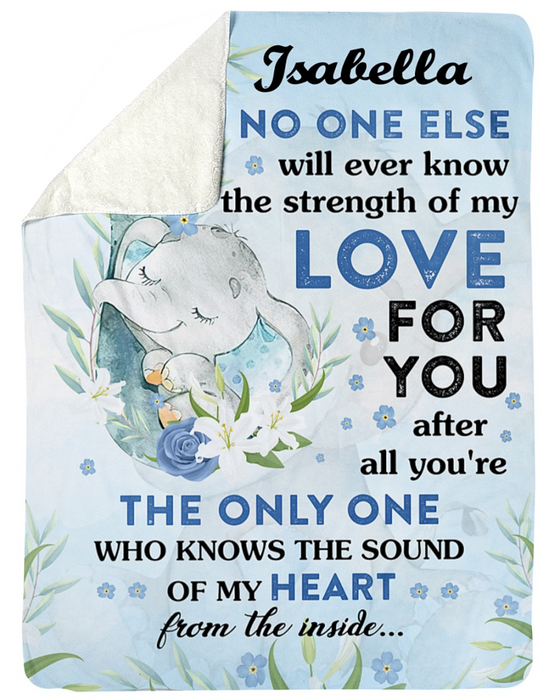 Personalized Fleece Blanket For Daughter Print Baby Elephant Cute Customized Blanket Gift For Birthday Graduation Gifts for Childs And Adult