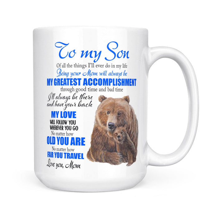 Personalized To My Son Coffee Mug From Mom Dad No Matter How Old You Are Bear Custom Name White Cup Gifts For Birthday