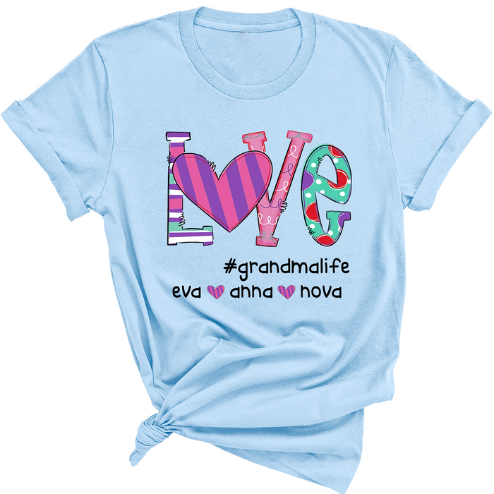 Personalized Shirt For Grandma Love Custom Kids Name Gifts For Thanksgiving
