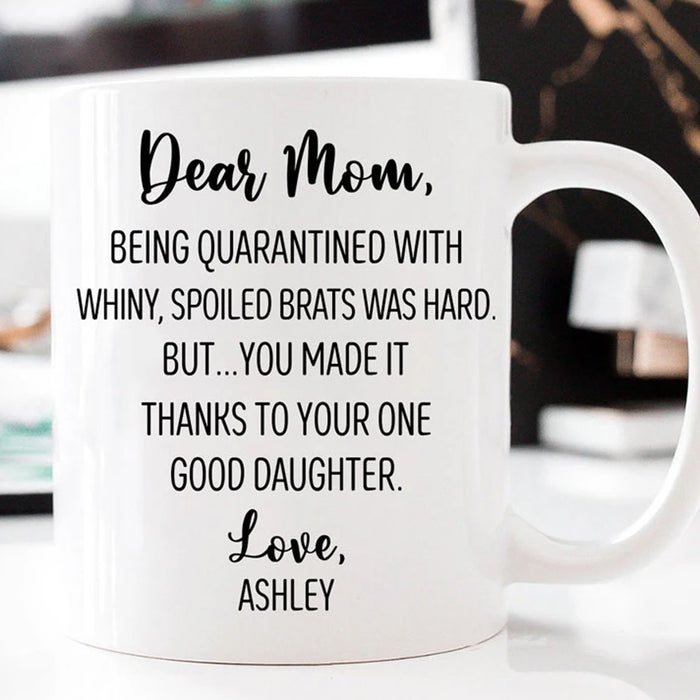 Personalized Coffee Mug Dear Mom Gifts For Mom From Daughter, Son Sweet Quotes Mothers Day Customized Mug Gifts For Mothers Day 11Oz 15Oz Ceramic Coffee Mug