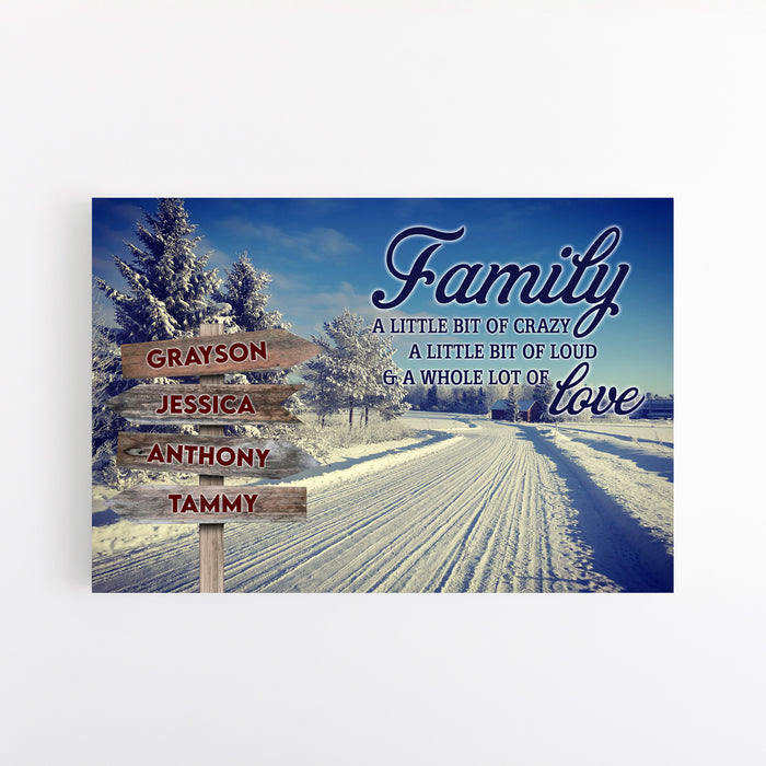 Personalized Family Name Street Poster Canvas Print Snow Road Multi Family Names Family A Whole Lot Of Love