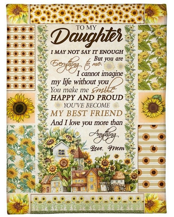 Personalized Fleece Blanket For Daughter Print Garden Sunflower Vintage Gift For Daughter From Mom Customized Blanket Gift For Birthday Graduation