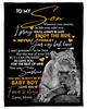 Personalized Fleece Blanket For Son Print Lion Family Love Quotes For Son Customized Blanket Gifts For Birthday Graduation