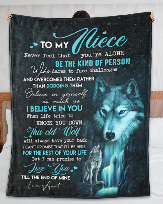 Personalized To My Niece Blanket From Aunt Uncle Howling Wolf Never Fell You're Alone Custom Name Gifts For Christmas